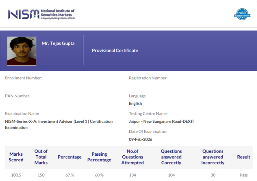 Tejas Gupta Testimonial